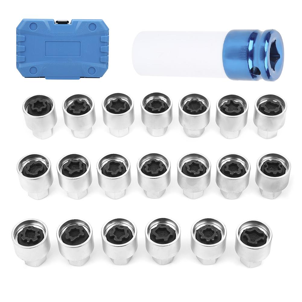 21Pcs Set Wheel Locking Lug Nut Key Set Remover Installation AntiTheft Kit Fit for Mini Series E12 E21 E23