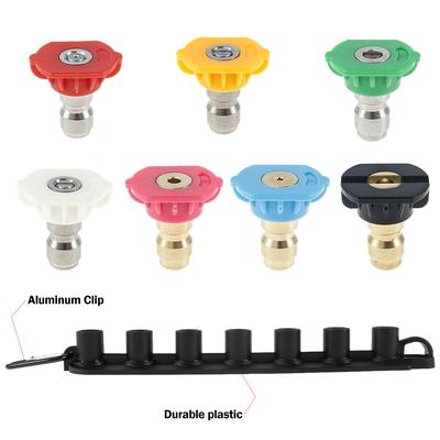 Pressure Washer Nozzle Tips Set with Nozzle Holder 7 Spray Nozzle Tips 1/4 Inch Quick Connect 4000 PSI Pressure Cleaner Nozzle