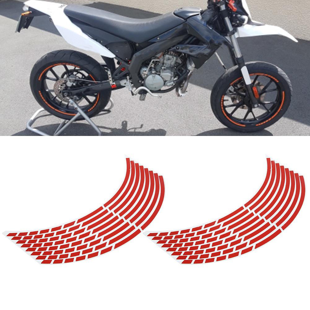 16pcs Bike Motorcycle 16 18inch Reflective Wheel Strip Stickers Decoration Accessory