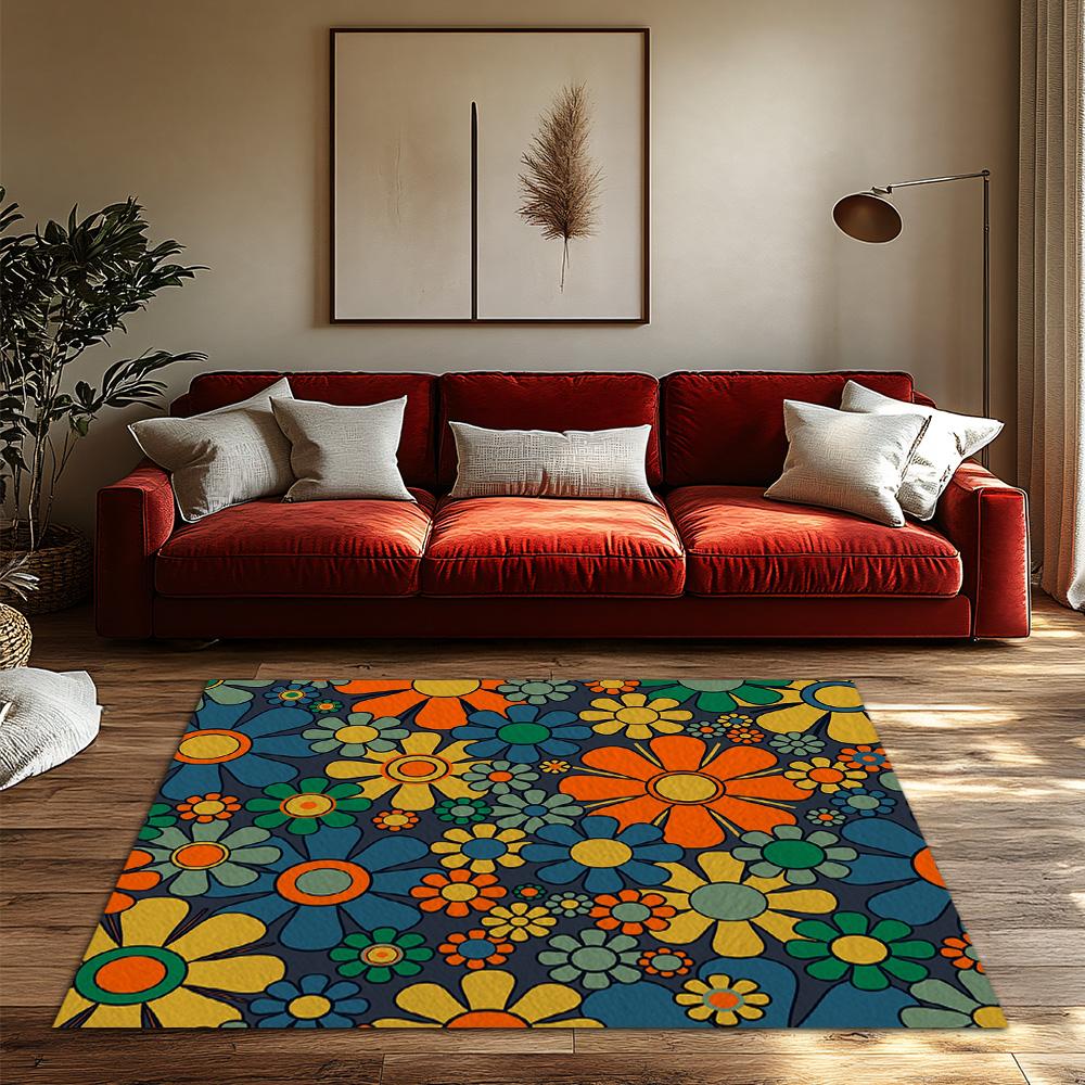 Floral Area Rug Vintage Persian Style Non-Slip Floor Mat Living Room Bedroom Decor Bohemian Carpet Washable Home Decor Gift