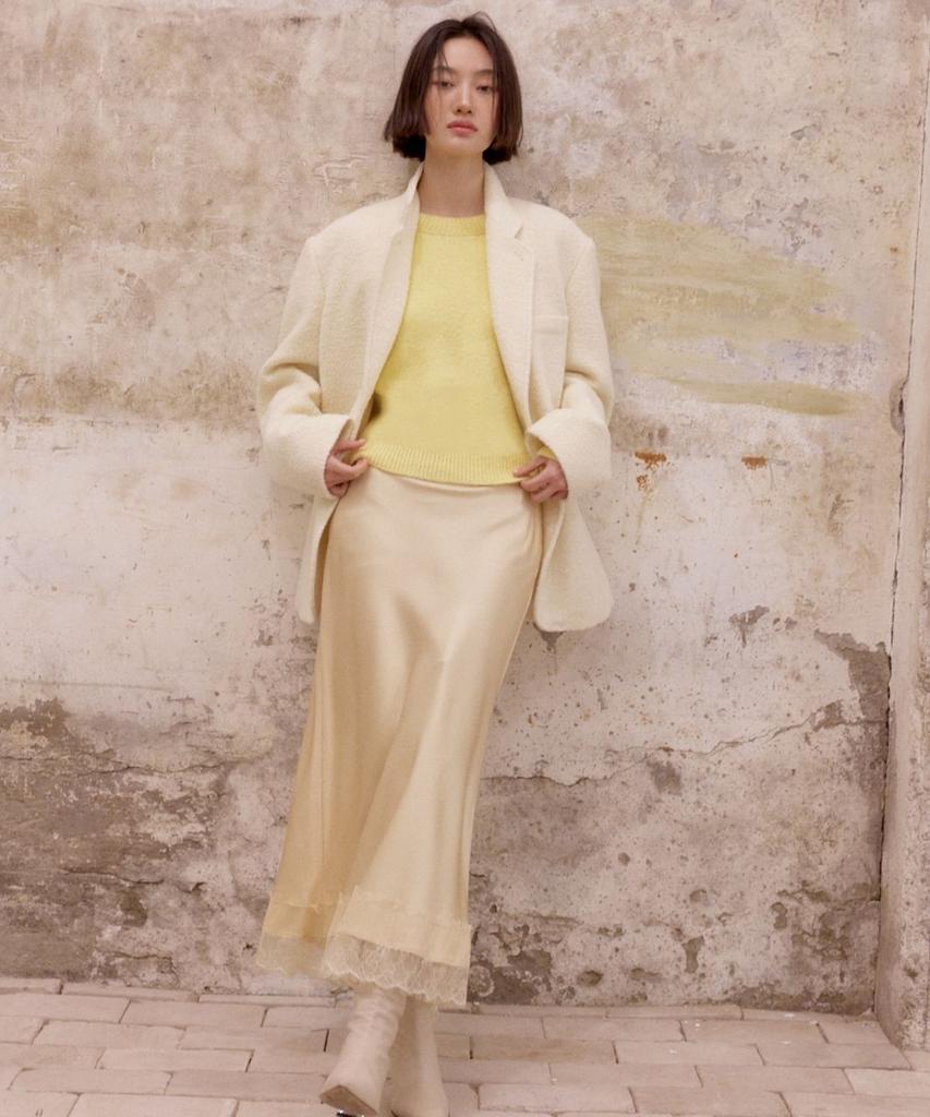 Okuka Back Zipper Wool Knit Top - Lemon Yellow