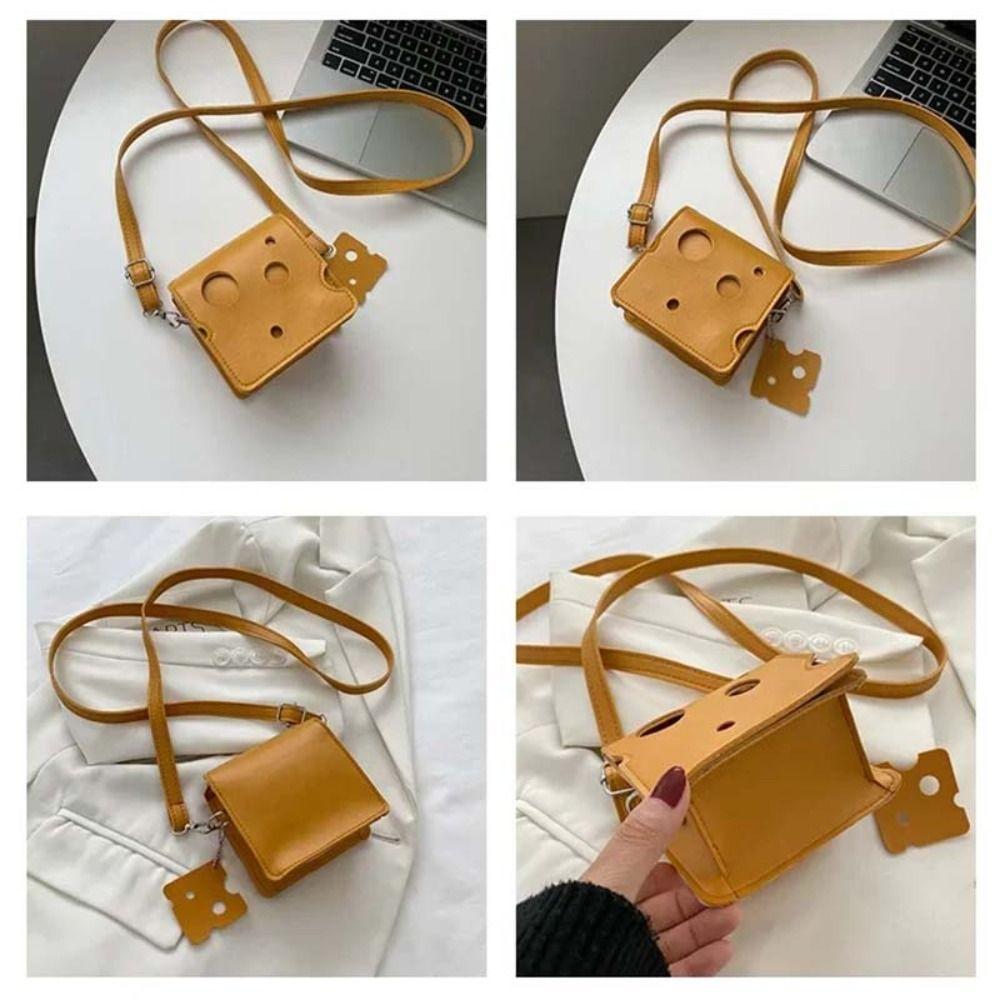 Triangle Cheese Shaped Bag Pu Leather Crossbody Bag Cute Mini Shoulder Bag Girls