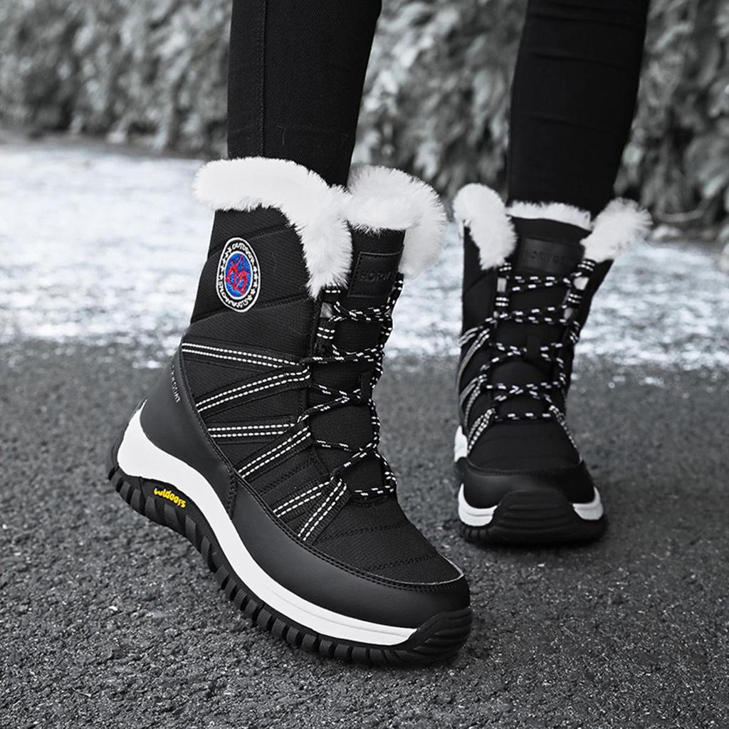 Women's Fleece-Lined Cold-Proof Winter Snow Boots - Non-Slip, Warm, High-Top Outdoor Travel Shoes