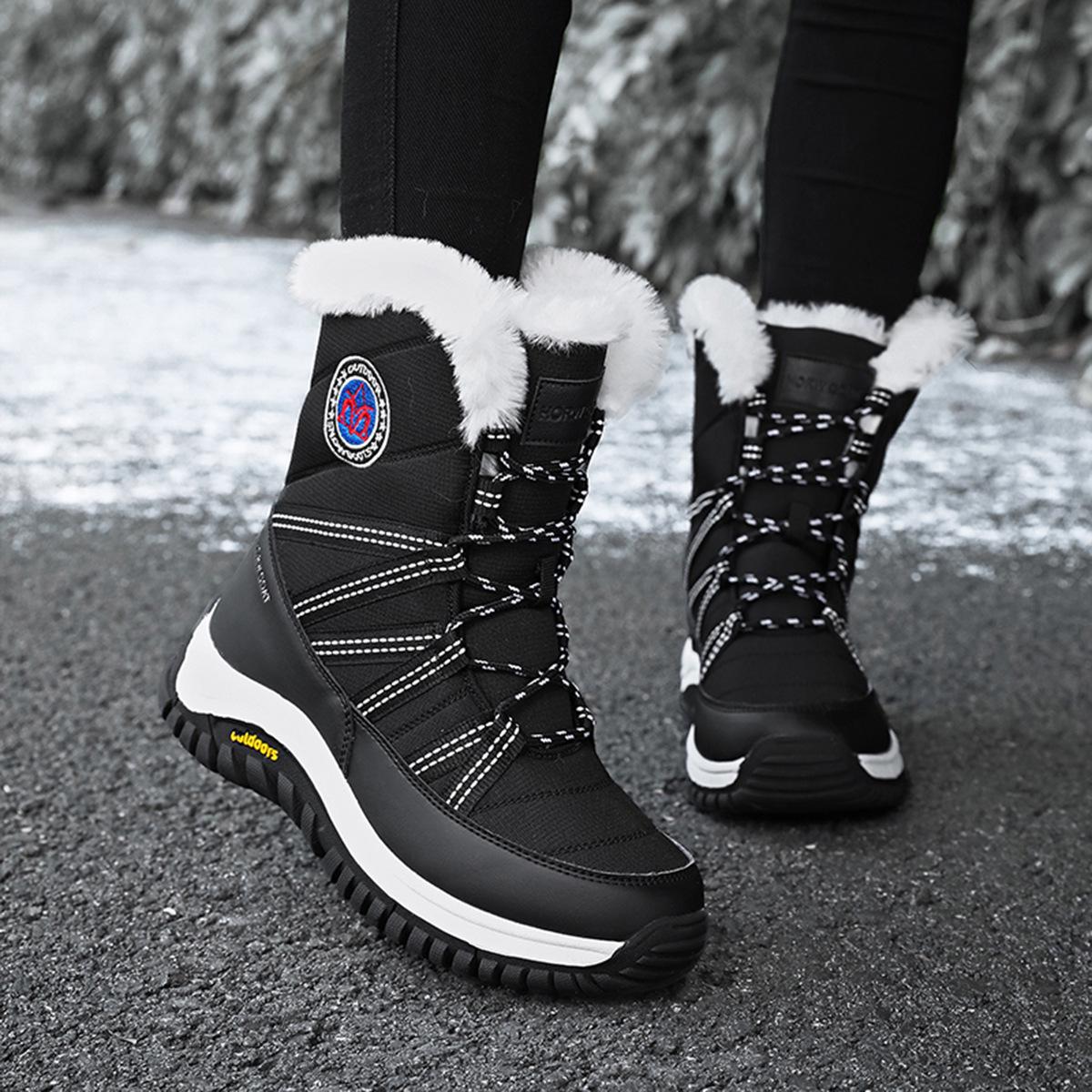 

Женские зимние непромокаемые сапоги на флисовой подкладке - Нескользящие, теплые, высокие, для путешествий на открытом воздухе 42