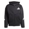 adidas Sportswear Z.N.E. FW24 Full-Zip Hooded Jacket, Men Minimalist Logo Black Long Sleeve Outerwear JD5984