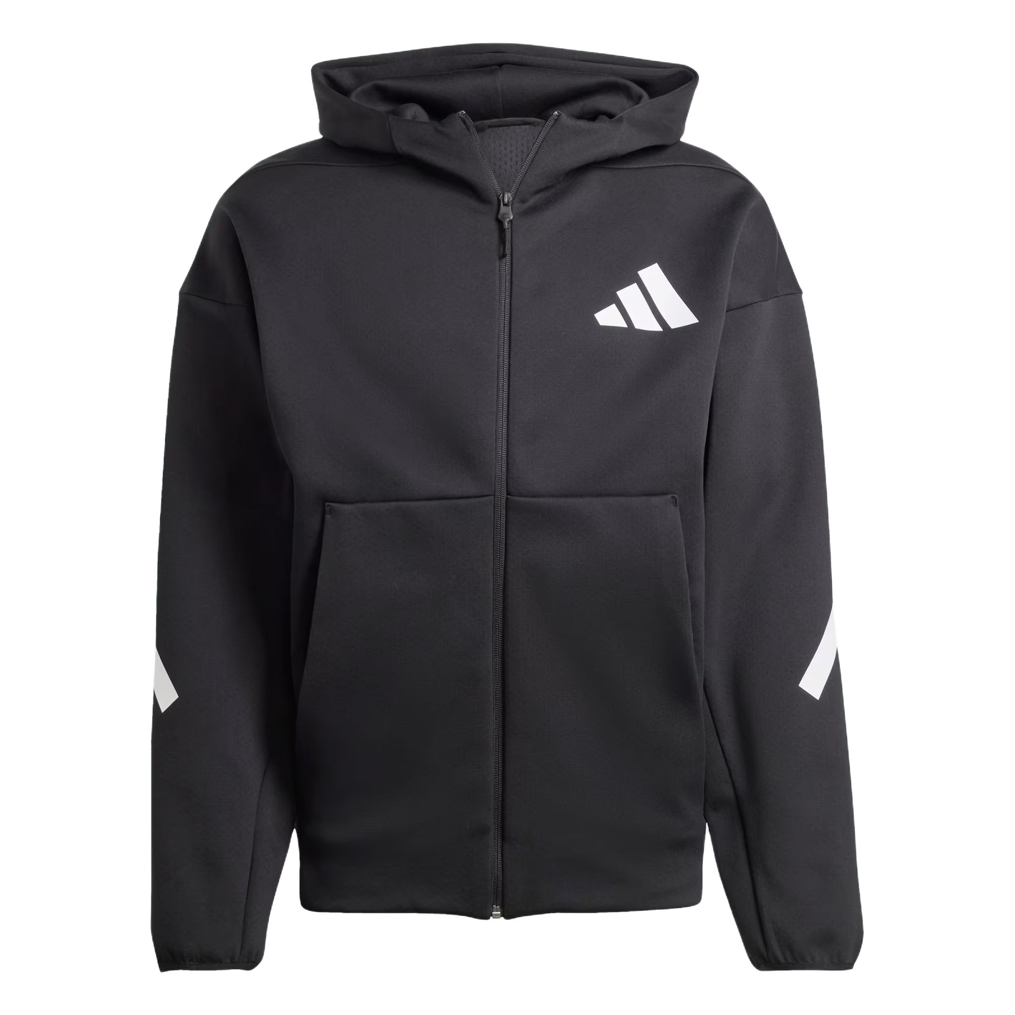 Adidas Sportswear Z.N.E. FW24 Full-Zip Hooded Jacket, Men Minimalist Logo Black Long Sleeve Outerwear JD5984 L