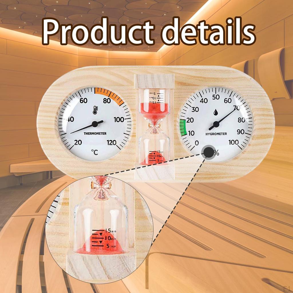 Sauna Thermometer Hygrometer and Timer 3 In 1 Hygrothermograph Temperature Humidity Gauge for SPA