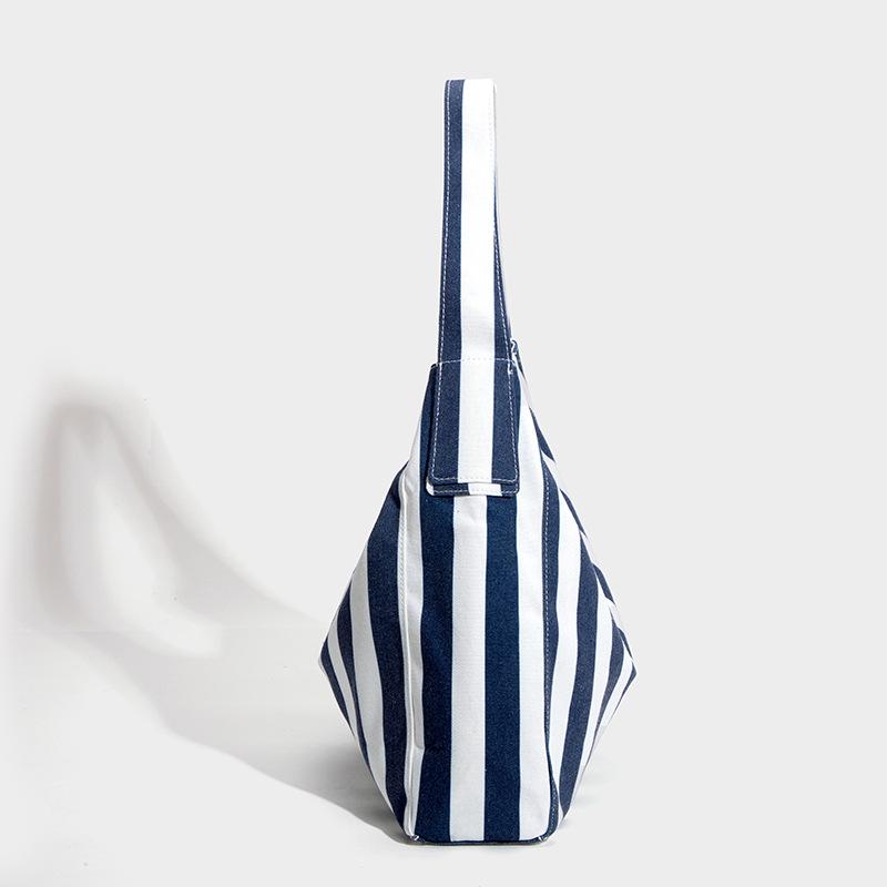 Dámská pruhovaná plátěná cestovní taška - Velkokapacitní taška přes rameno na notebooky a dojíždění