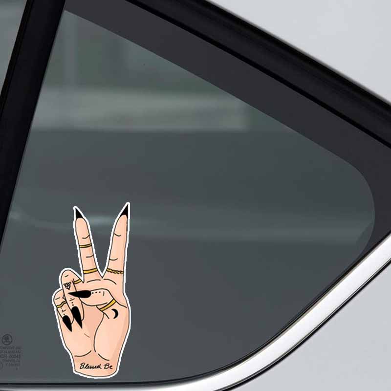 JT113#8x18cm Glossy Witchy Peace Sign Decal Durable & Perfect for Vehicles, Laptops & Smooth Surfaces – Personalize with Magic