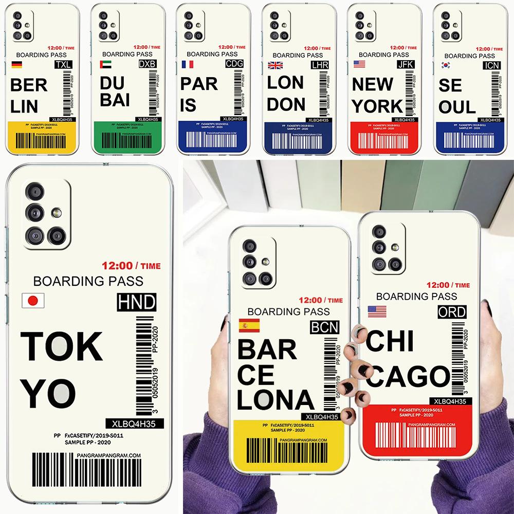 Case For Samsung A15 A13 A35 A55 A51 A71 A41 A31 A05 A17 A23 A25 A33 A53 A73 5G A07 4G Cover World City Travel Ticket New York