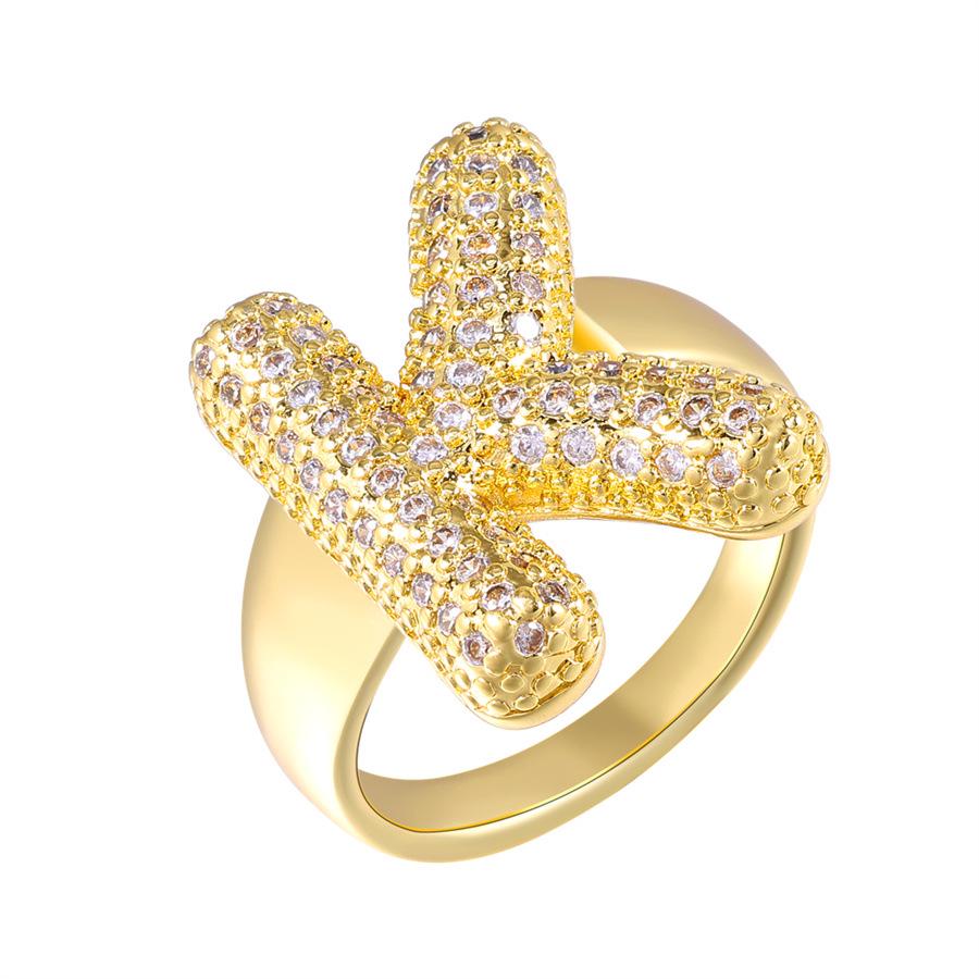 Zirkon Kupfer Mikro-Eingefasst 26-Buchstaben Offener Ring - Europäischer & Amerikanischer Weihnachtsschmuck