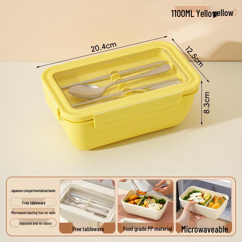 Microwaveable Japanese Bento Box for Office & Students - Fresh-Keeping, With Spoon & Chopsticks, Convenient Compartmented Lunch Box