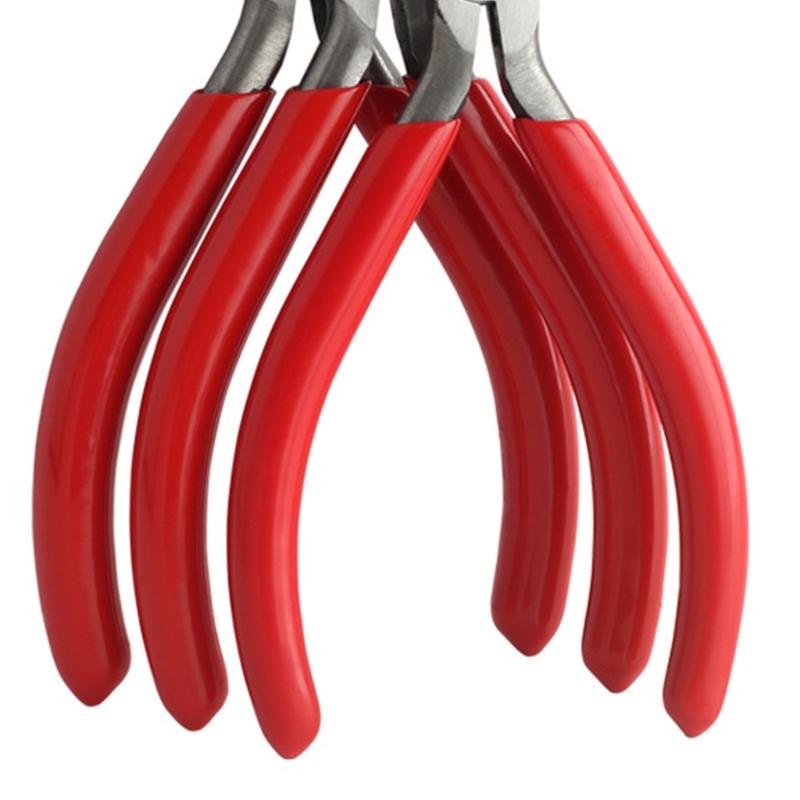 Smooth Tip Jewelry Pliers Manual Hand Tool with Red Grip Handles for Beading, Fine Wire Work and Small Findings