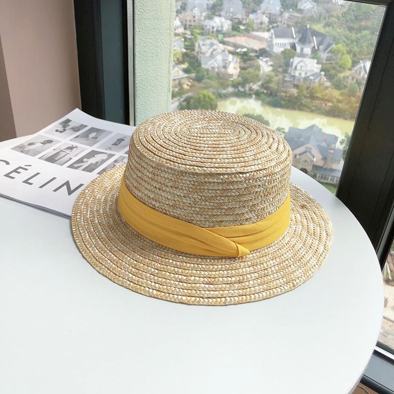 Flat Edge Straw Hat Women's Summer Sunscreen Straw Sunshade Small Fresh Beach Fashion Temperament Top Hat