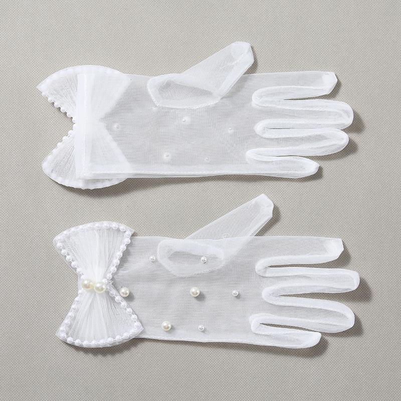 Hochwertige weiße kurze Spitzenhandschuhe aus hohlem Tüll, alle Finger, für Damen, Hochzeitskleid, Party-Accessoires