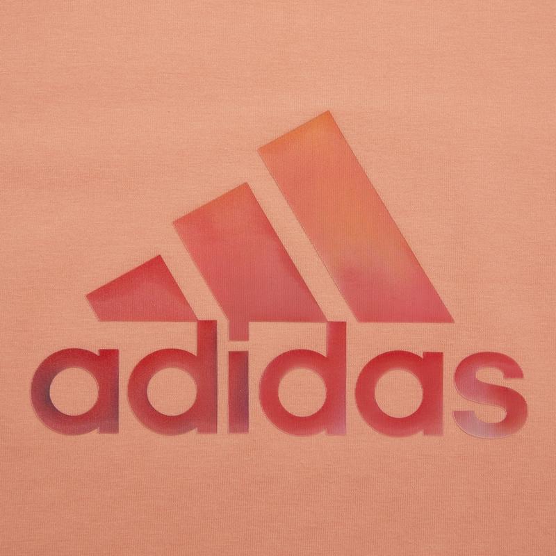 adidas Shiny Bos Gradient Logo Print Sport Round Neck Short Sleeve T-Shirt Women Tops Apricot H09749