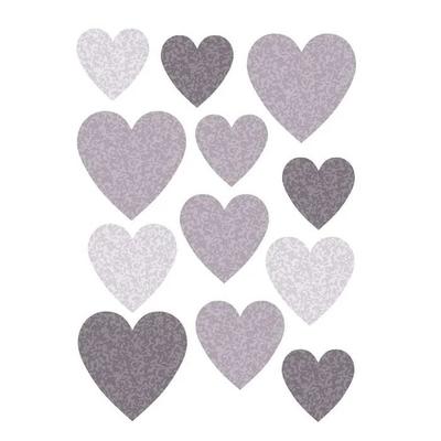 Wall Stickers - BUOKIDS - Grey Hearts - 12 Stickers - Vinyl - Childlike Decoration