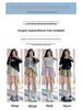 Women's High-Waist Blue Cotton Shorts - Summer Style 2025, Casual Wide-Leg Five-Point Pants, Petite Size.