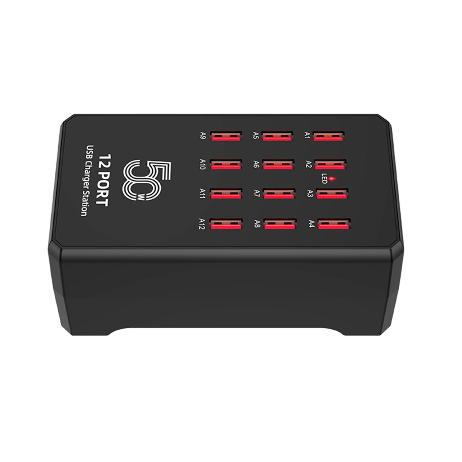 

12 Ports USB Charging Stations 50W Portable for Multiple Devices Multi Layer Guards US Version