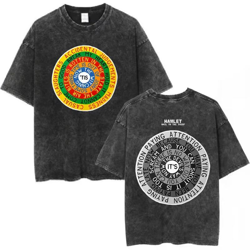 Vintage Washed Radiohead Semaphore Rock Band T-shirt Men  Clothing Fashion Hip Hop Gothic T Shirts Cotton Casual T-shirts