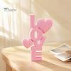 Valentine Day Gift for Her 2Pcs 3D Printed Stacked LOVE Letter Ornament with Heart Decor, Romantic Anniversary Girlfriend Tabletop Love Sculpture,