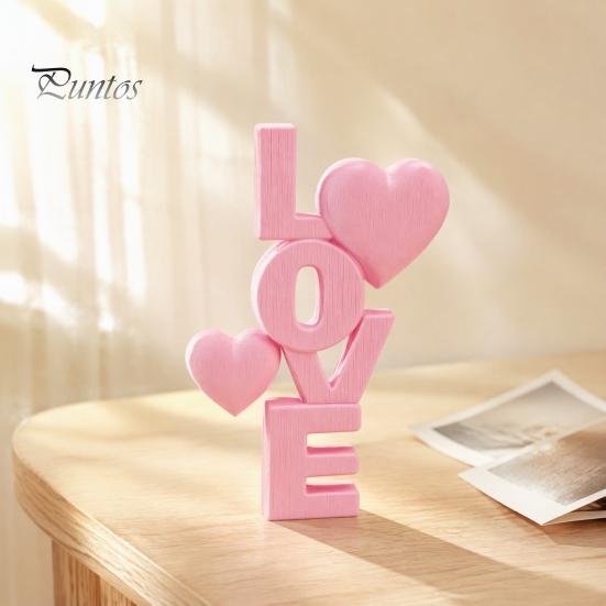Valentine Day Gift for Her 2Pcs 3D Printed Stacked LOVE Letter Ornament with Heart Decor, Romantic Anniversary Girlfriend Tabletop Love Sculpture,
