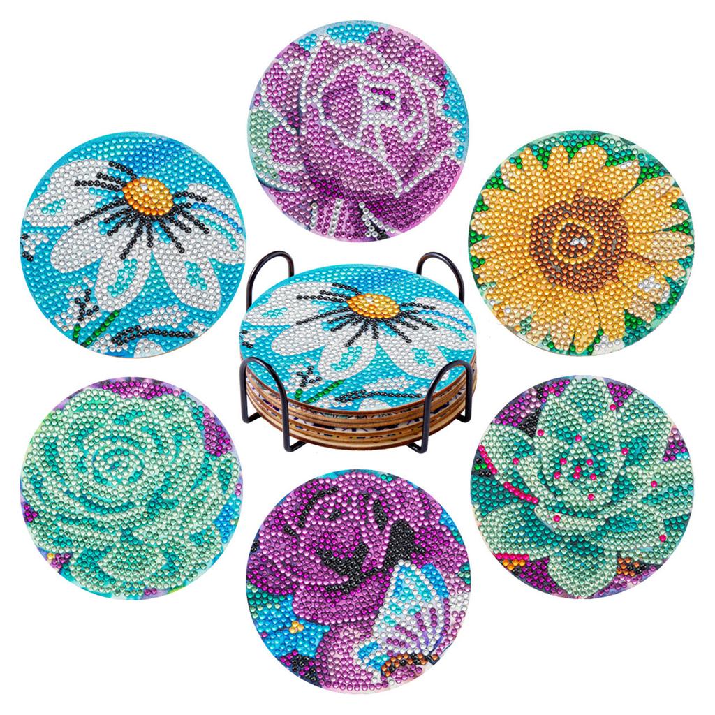 DIY Mehrfarbiges Diamond Painting Untersetzer-Set Multifunktionale Langlebige Tassenunterlage für Trinkgeschirr
