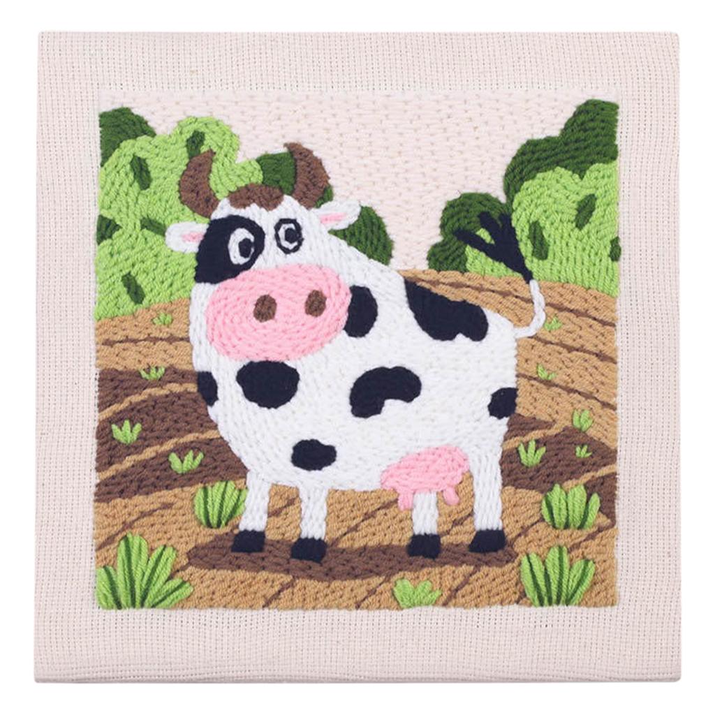 Complete Punch Needle Embroidery Kit DIY Craft Beginner Floral Animal Pattern Yarn Canvas Wall Art