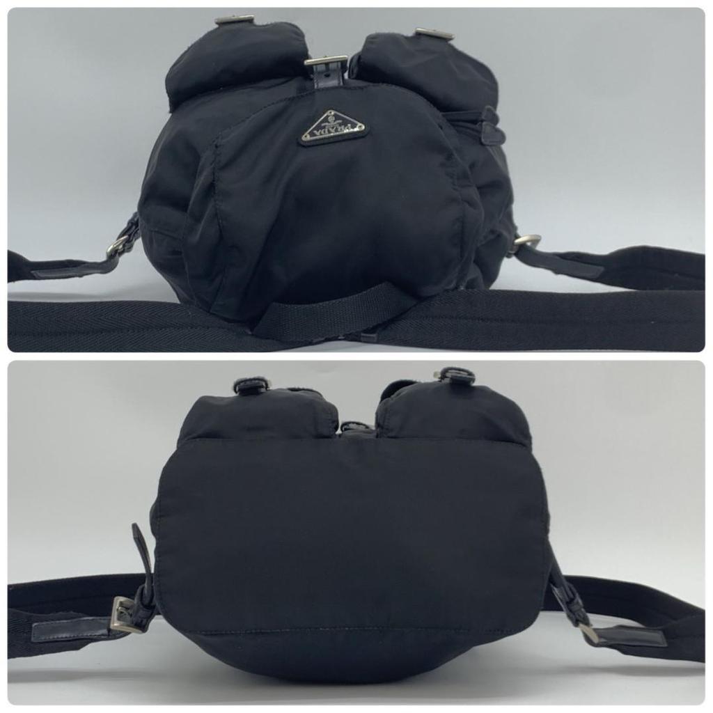 PRADA Tessuto Nylon Rucksuck Backpack Daypack Leather Black Women's Triangle Logo Plate