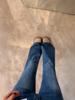 High-Waisted Stretchy Micro-Flare Jeans for Pear-Shaped Women In Deep Blue
