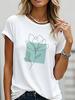 Plus Size Printed Women T Shirts O-Neck Heart Flowers Short-Sleeves Tops