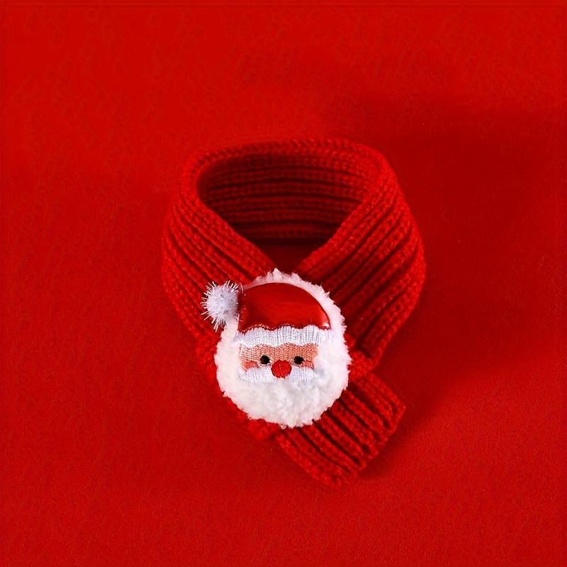 1pc Christmas Pet Scarf, Cat Dog Wool Thread Scarf, Cartoon Snowman Elk Warm Plush Cat Knitted Scarf Christmas Gift for Pets