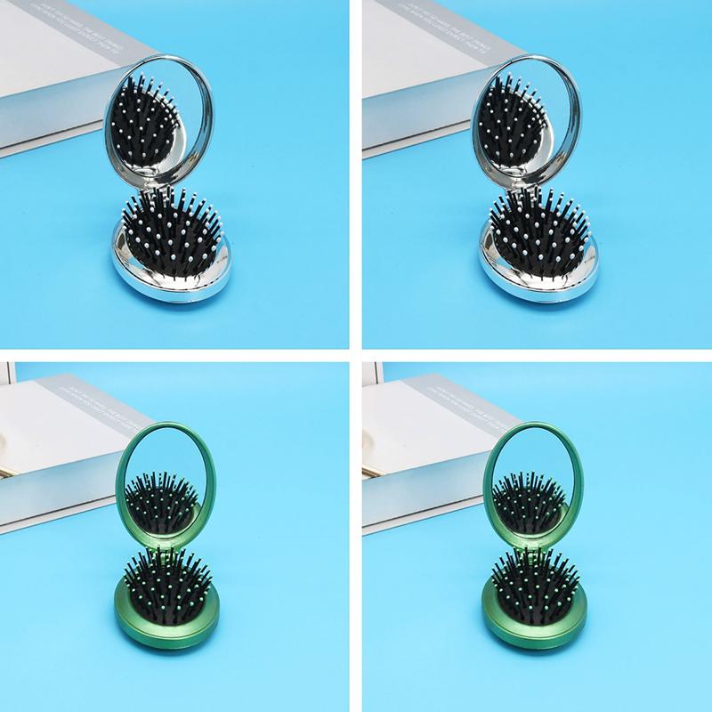 

WTEMPO 4PCS Foldable Travel Mirror Hair Brushes Kit Oval Portable Folding Pocket Hair Brush Mini Comb Compact Travel Size Massage Comb for Men Women 4pcs зелёный