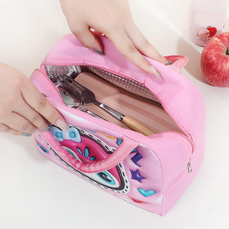 Lunch Box Bag Hand-Held Insulated Lunch Bag For Women Children Meal Carrying Cute Cartoon Bento Bag Tote Bags