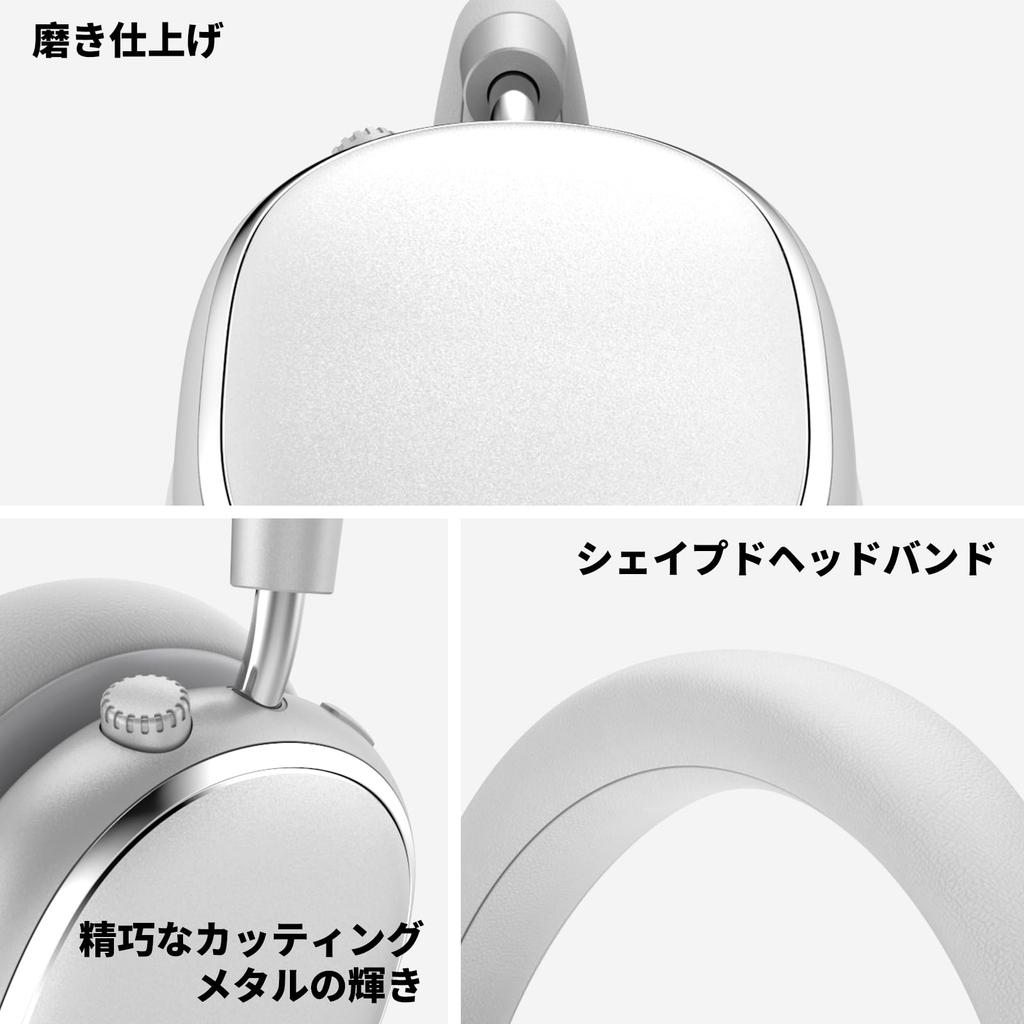 Srhythm NiceComfort 95 Hybrid Noise-Canceling Headphones, Wireless Bluetooth Headset with Transparency Mode, ENC HD Sound, Space Silver