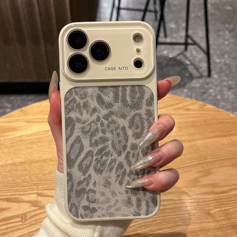 

Glass Camera Protection PU Leather Leopard Case For iPhone 17 16 15 14 13 Pro Max 17Pro Imitate Upgrade 17 Armor Cover iPhone 13