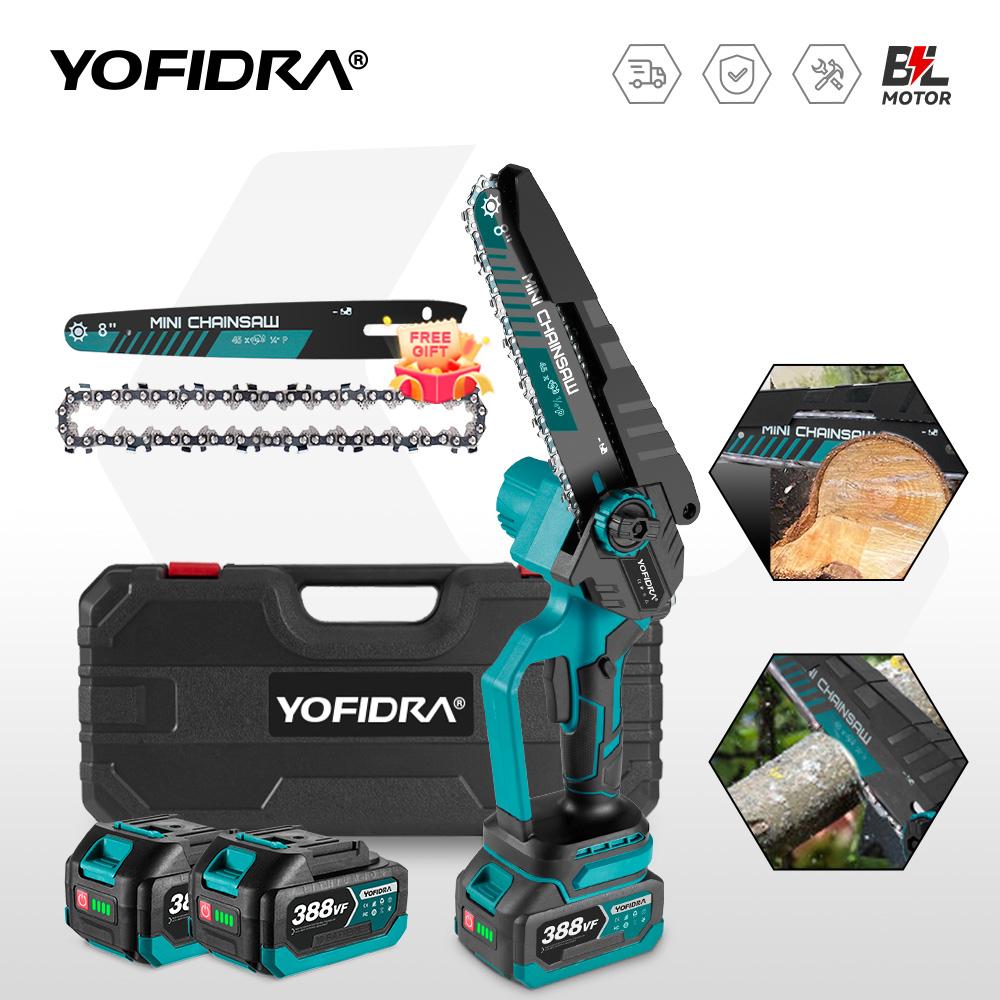 Yofidra 3500W 8 Inch Brushless Electric Chainsaw Cordless Electric Cutting Pruning Chain Saw Garden Tool For Makita Battery Pin