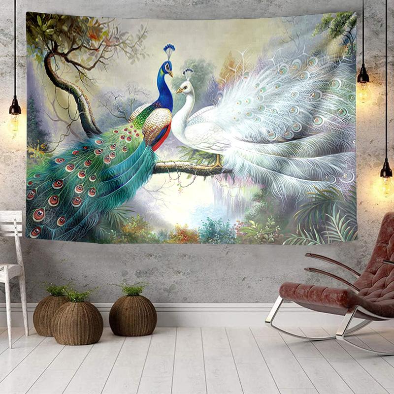 Peacock In The Forest Tapestry Room Decoration Wall Hanging for Living Room Bedroom, dormitory, Birthday and Christmas gifts
