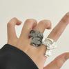 Gothic Unisex Open Irregular Metal Lava Texture Open Ring for Woman Men Punk Hip-Hop Party Finger Jewelry Gifts