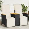 VidaXL Reclining 2-Seater Garden Sofa with Table Black Poly Rattan, Garden Sofa, Garden Seat, Furniture 365722