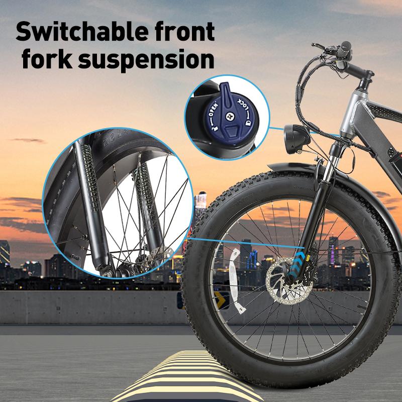 BURCHDA RX02 1500W 80 KM 26-inch Electric Mountain Bike 48V15AH Lithium Battery Fatbike Electric Bike for Adults Motorcycle