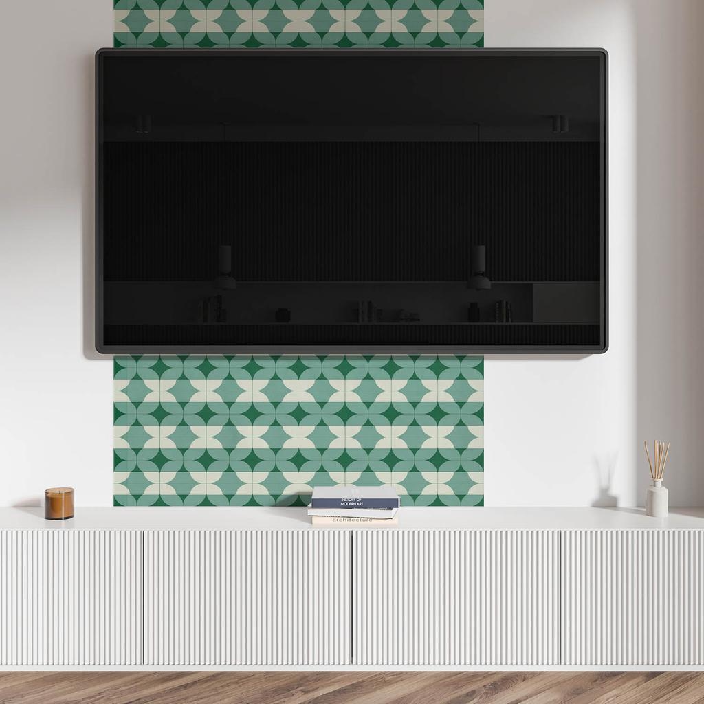 Vinyl Wall Decoration for the Office 100x50 cm Geometry of Wavy Shapes