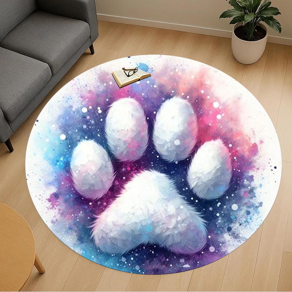 

1pc Paw Print Galaxy Round Chair mat Area Rug - Non-Slip, Floor Mat for Office, Bedroom, and Indoor Decor -1002001 80cm by 80cm
