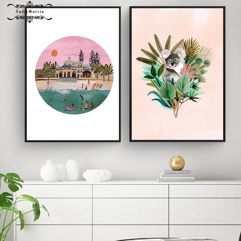 Watercolor Morocco Door Vintage Poster Corridor Architecture Art Pictures Printed Canvas Painting Picture Living Room Home Decor