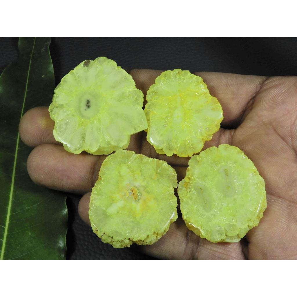 251Cts. Dyed Solar Durzy Agate 4Pcs Crystal Loose Gemstone Lot 30X34-35X40MM A-234