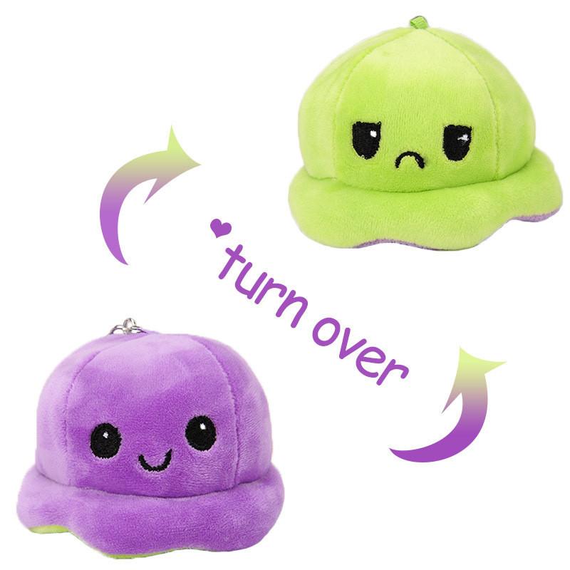 Очаровательный двусторонний плюшевый брелок-осьминог, милый парный шарм, короткая плюшевая игрушка, ПП хлопок PurpleGreen