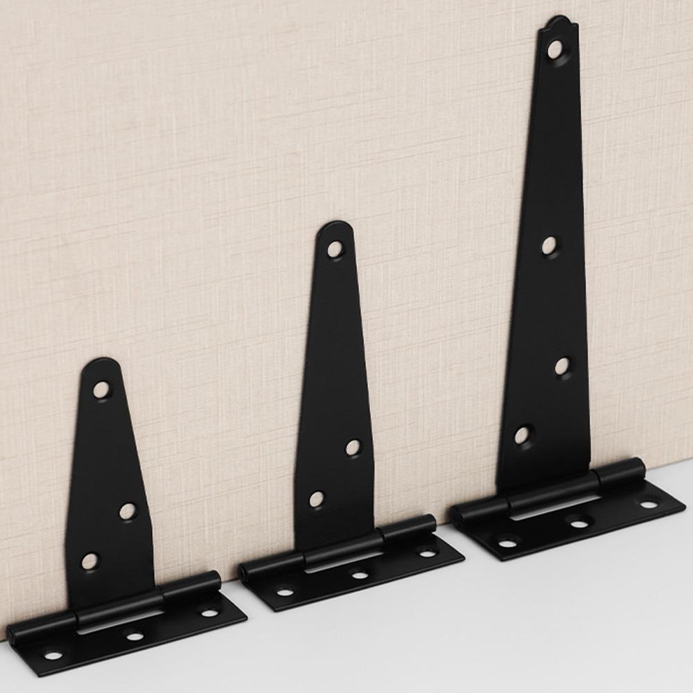 3/4/6 Inch Black T-Strap Hinges Rustic Gate Strap Hinge Rustproof Gate Door Black Hinges for Windows, Fence and Barn Gates