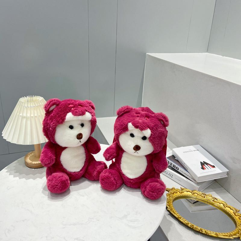 Cute Cartoon Lotso Shaped Teddy Bear Children Plush Crossbody Bag Leisure For