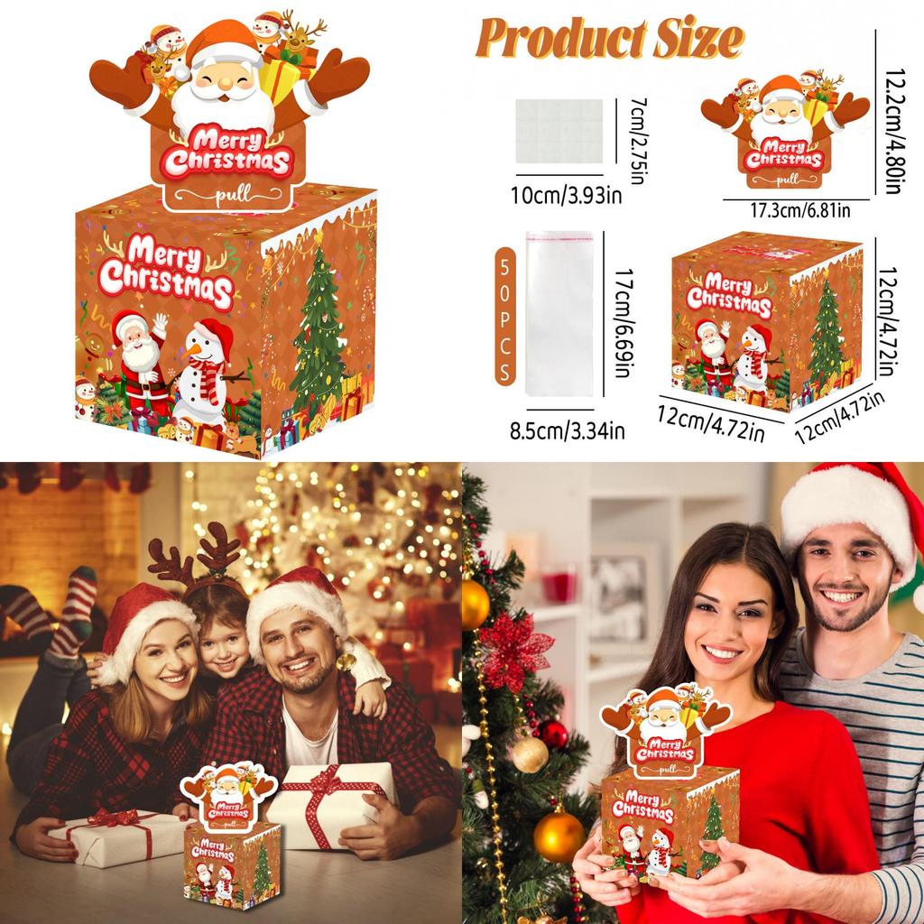 Theme Paper Christmas Gift Box With Santa Claus Pattern Party Decoration Prop