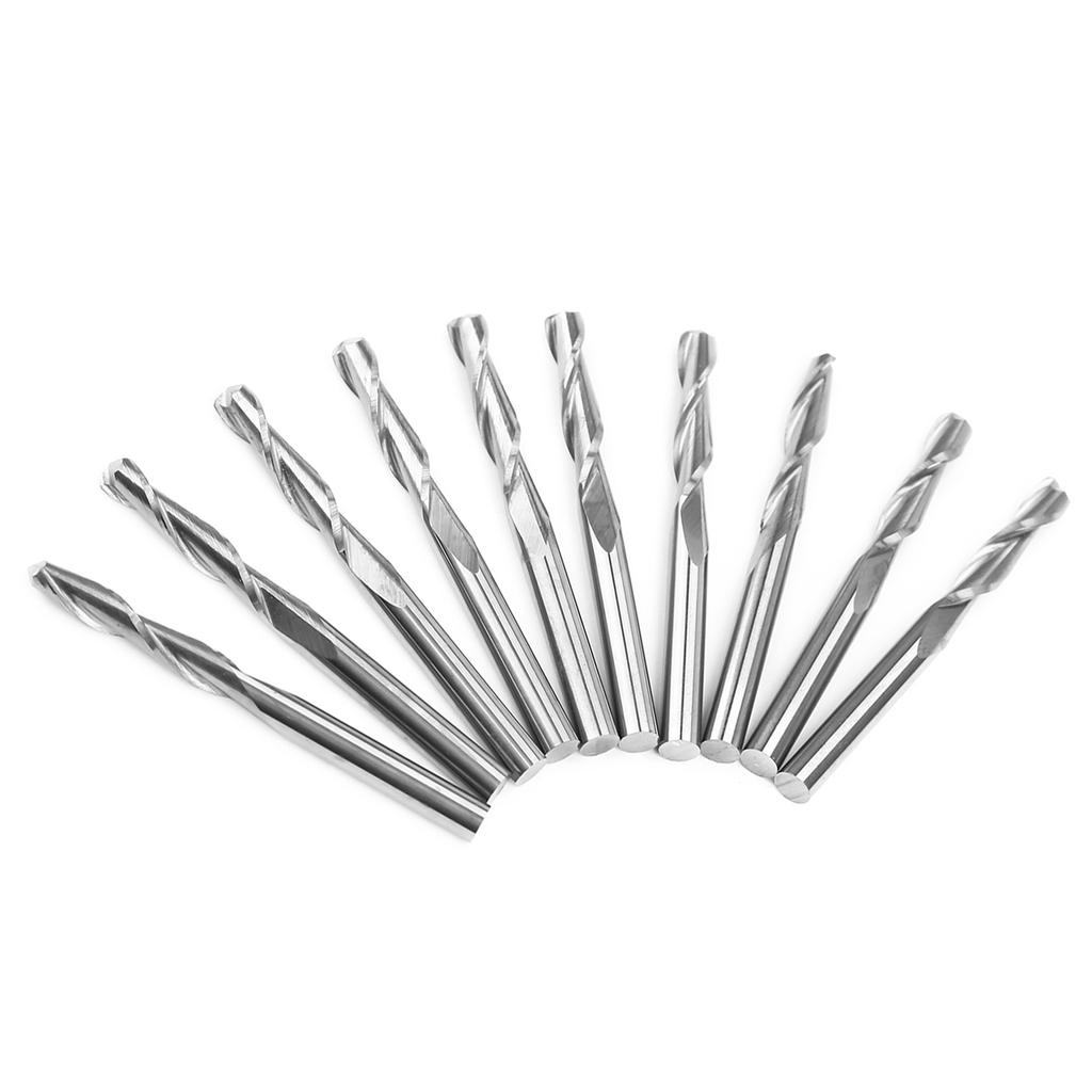 10PCS 3.175 X17mm Double Flutes Carbide Ball Nose End Mills CNC Bits